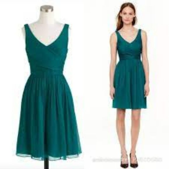 J. Crew Dresses & Skirts - NWT J. CREW HIEDI WEDDING BRIDESMAID FORMAL DRESS SILK CHIFFON TEAL SIZE 16